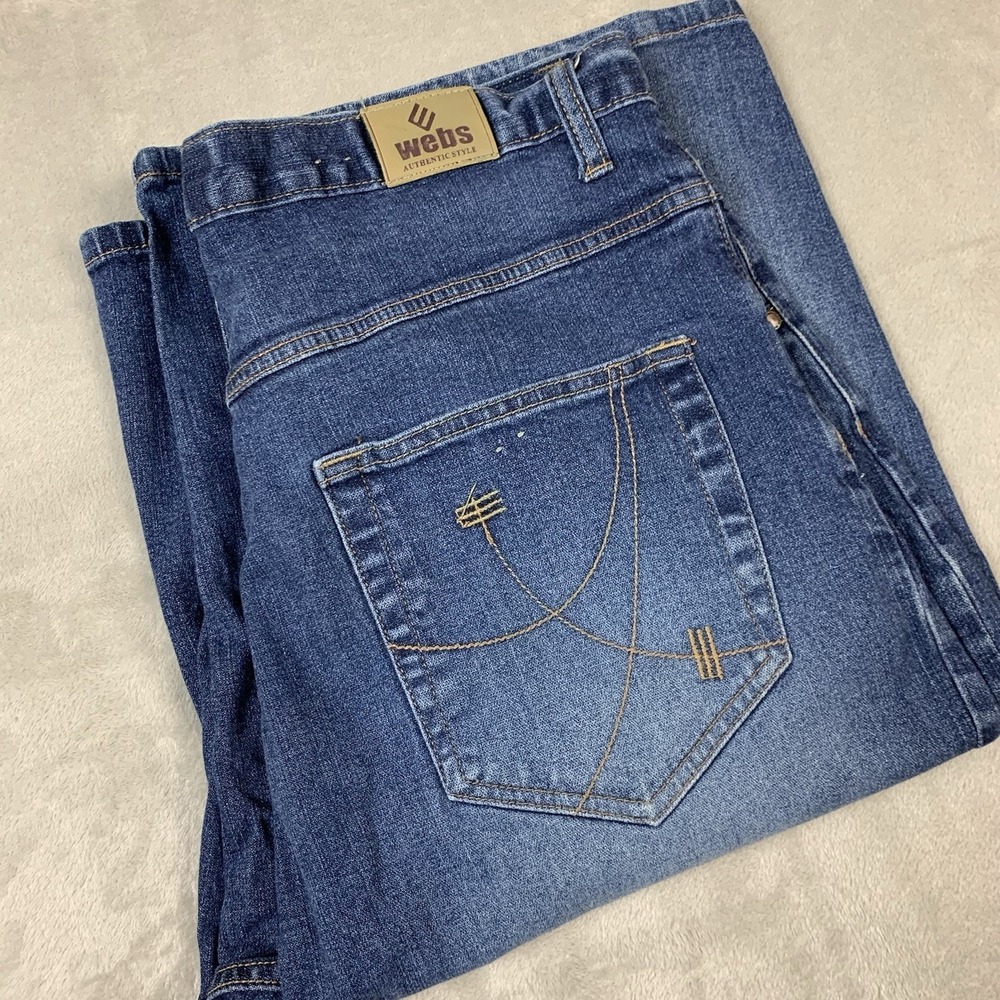 Webs Blue Baggy Shorts Mens 36 Blue Denim Jorts Baggy Y2K Skater Retro Vintage
